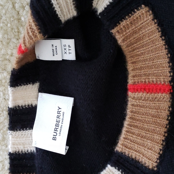 BURBERRY ICON STRIPE 100% CASHMERE SWEATER - Picture 5 of 10